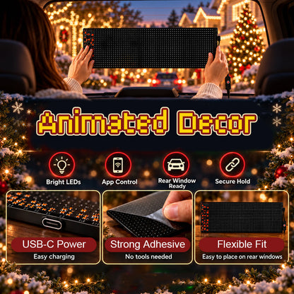 🔥😍Animated Car Glow Display – App-Controlled LED Window Decor
