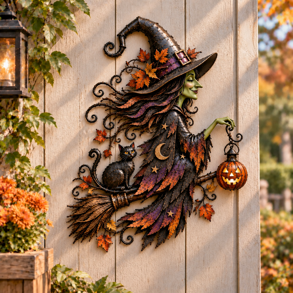Whimsical Halloween Witch Wall Decor