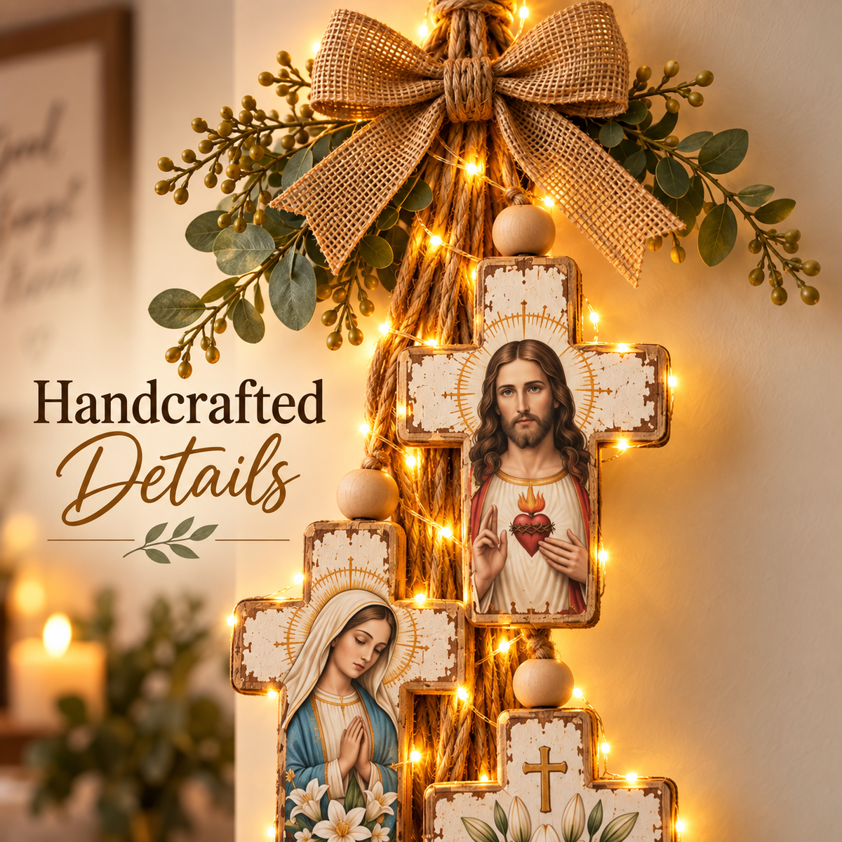 ✝️Faith & Grace Rustic Cross Wall Hanging