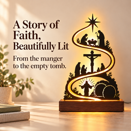 ✝️🔥His Story in Light – USB Nativity to Resurrection Silhouette Lamp