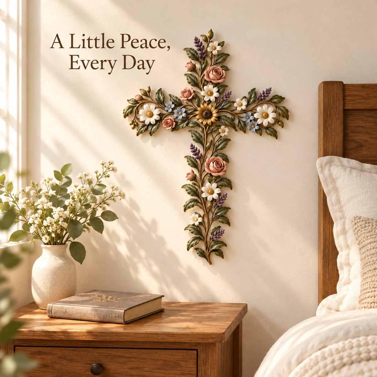 ✝️ Faith in Bloom — Floral Cross Wall Decor