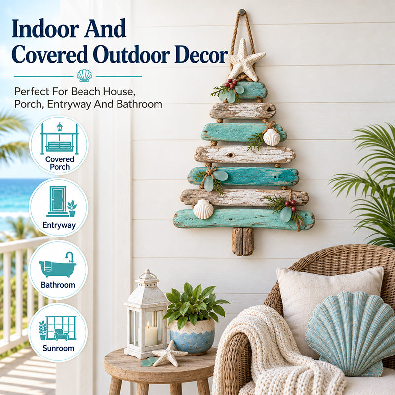 🔥😍Coastal Holiday Tree – Glowing Beach House Wall Decor🌊🎄
