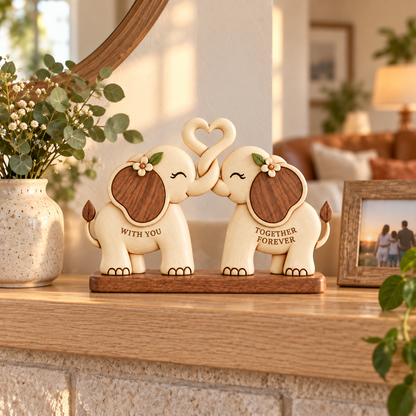 🐘💝Together Forever Wooden Elephant Keepsake – A Meaningful Gift for Someone Special
