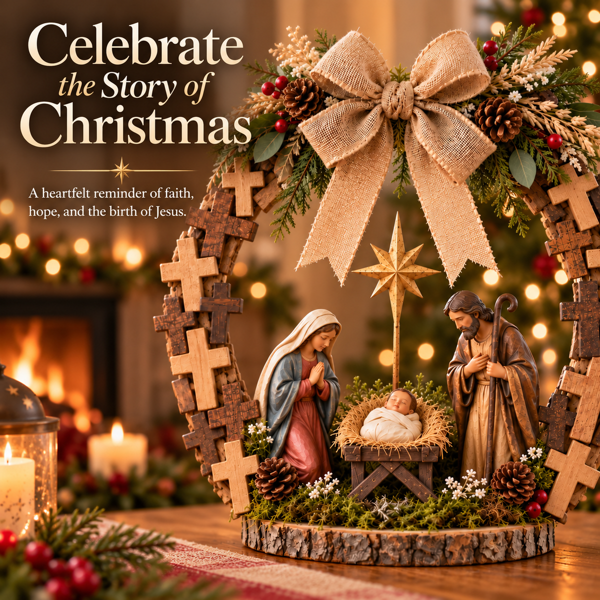 ✝️🙏Crosses of Bethlehem™ Nativity Christmas Wreath✨