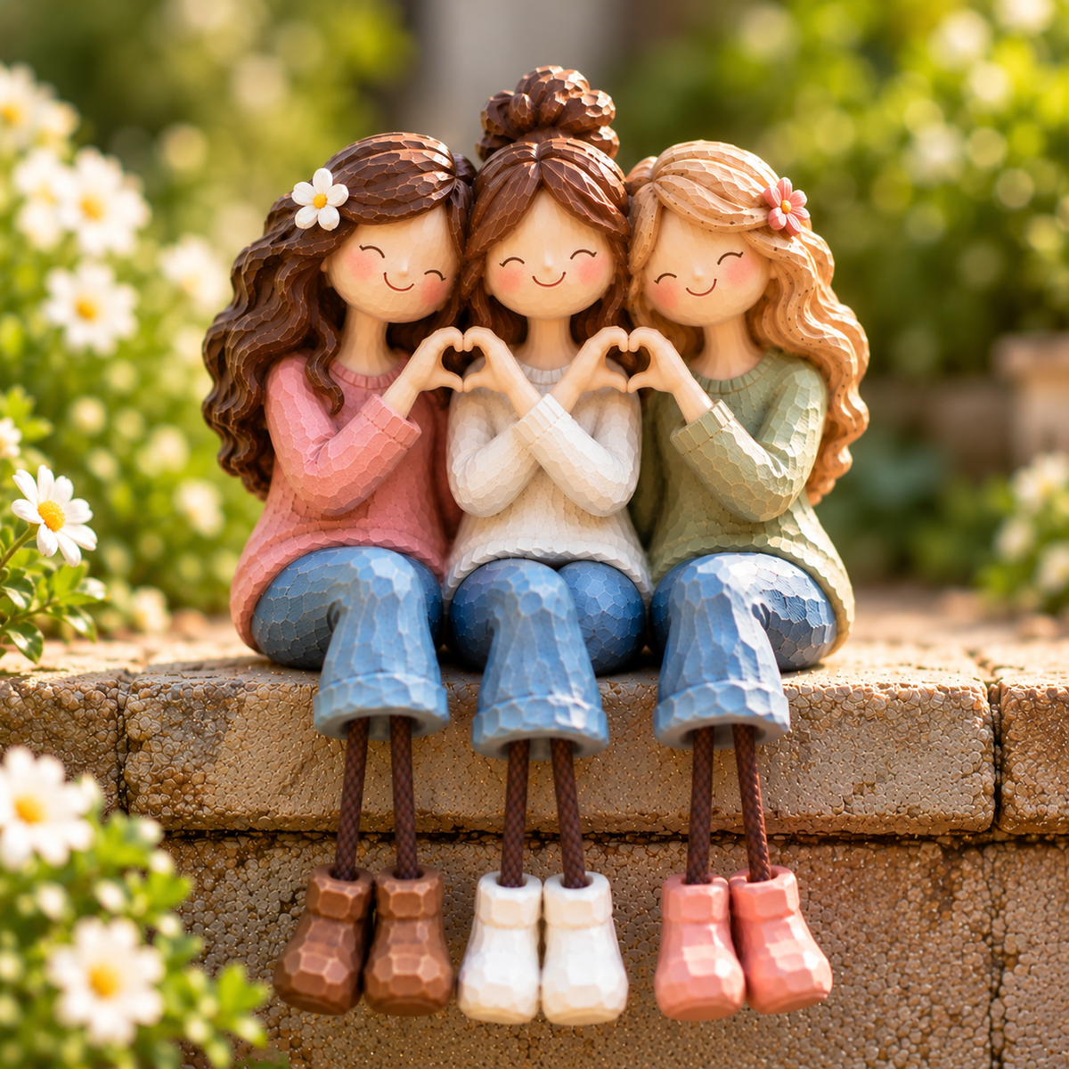 ❤️Forever Together – Three Friends Heart Figurine