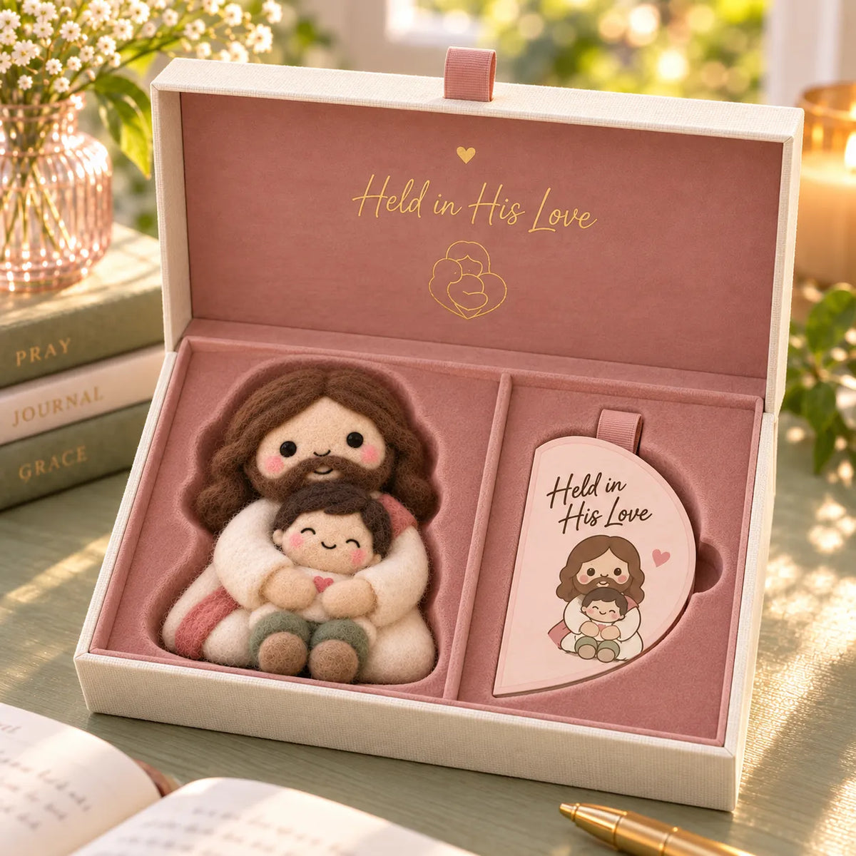 Jesus Loving Hug felt keepsake gift set
