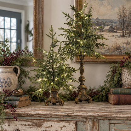 Vintage Lighted Norfolk Pine Trees