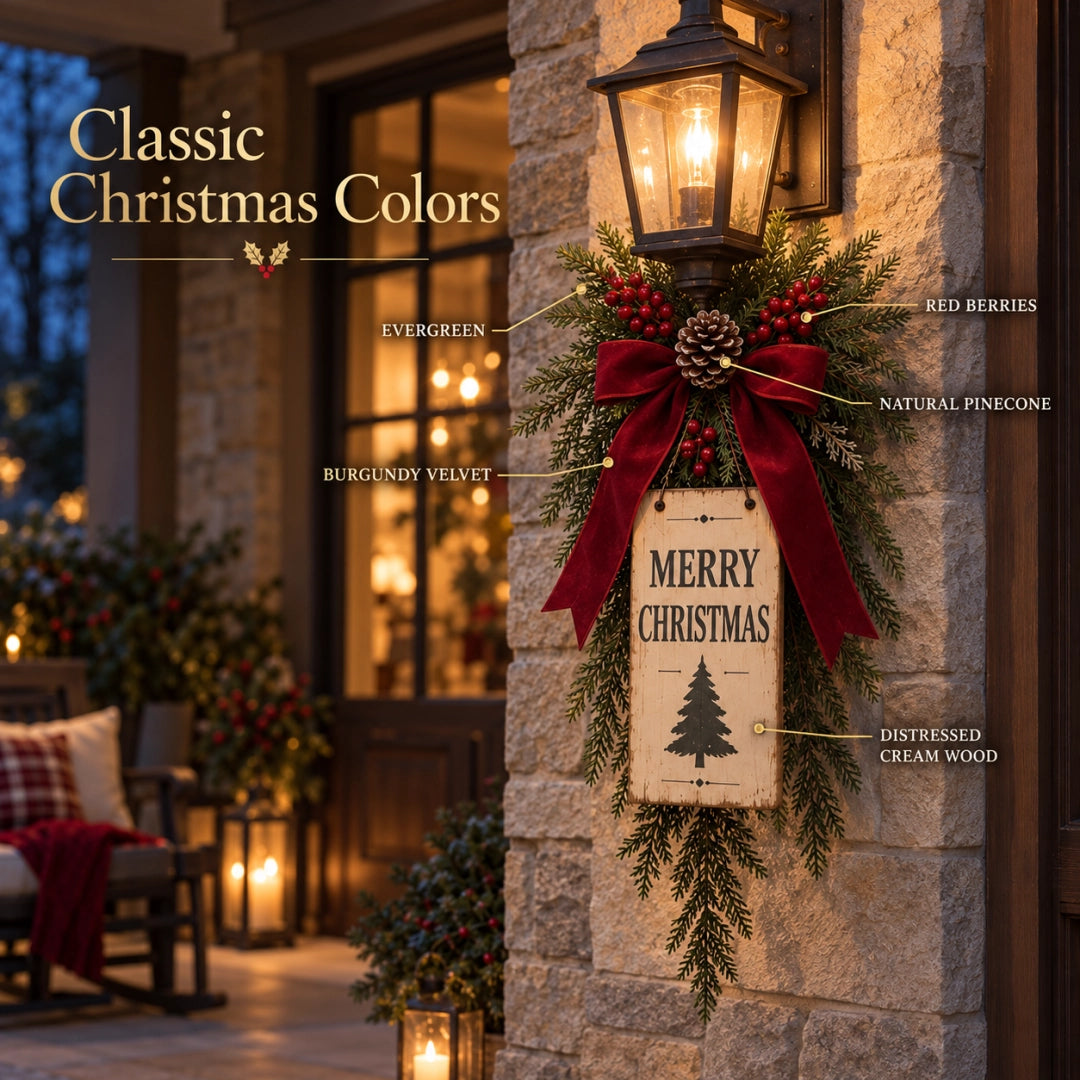 Vintage Christmas lantern swag details