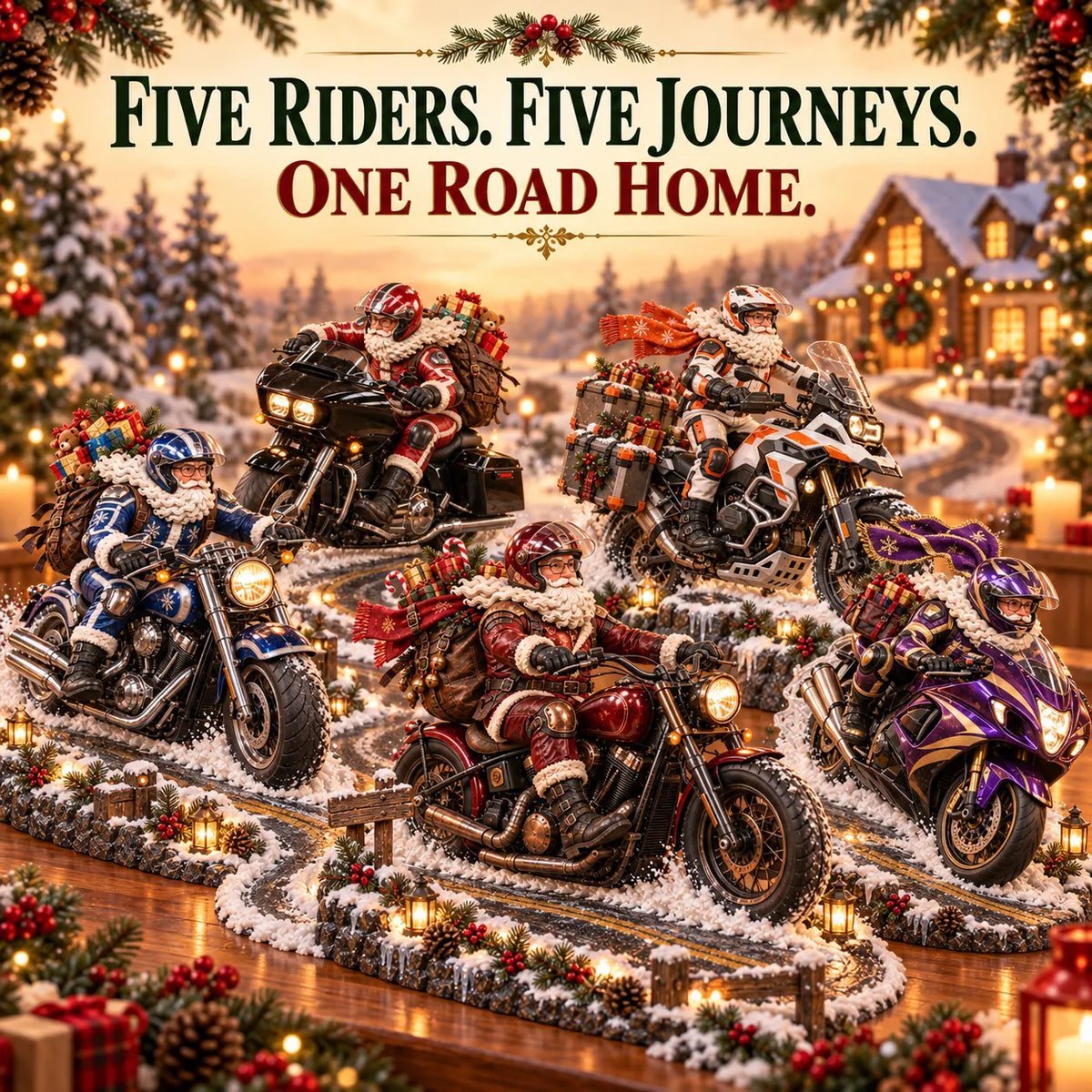 Five Festive Santa Rider motorcycle Christmas styles