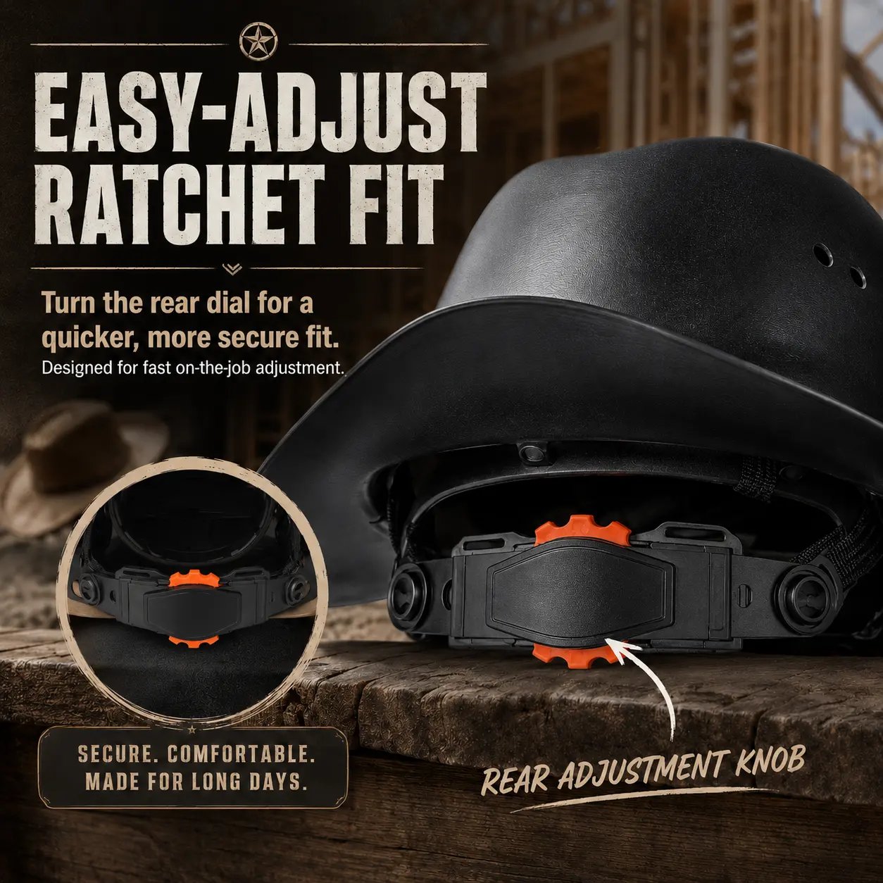 🤠Cowboy-Style Hard Hat – Wide Brim Safety Helmet with Chin Strap🛡️
