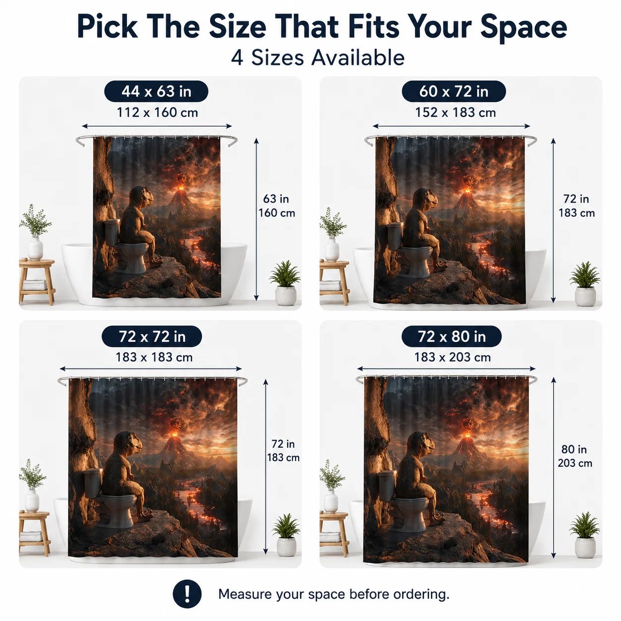🦖🚽Quirky Bathroom Shower Curtain Collection🤣