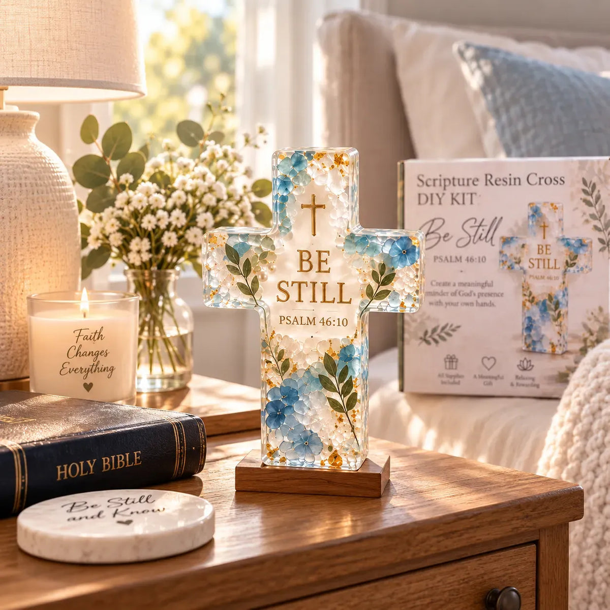 ✝️Be Still Scripture Cross DIY Kit -💕Tools & Step-by-Step Guide Included