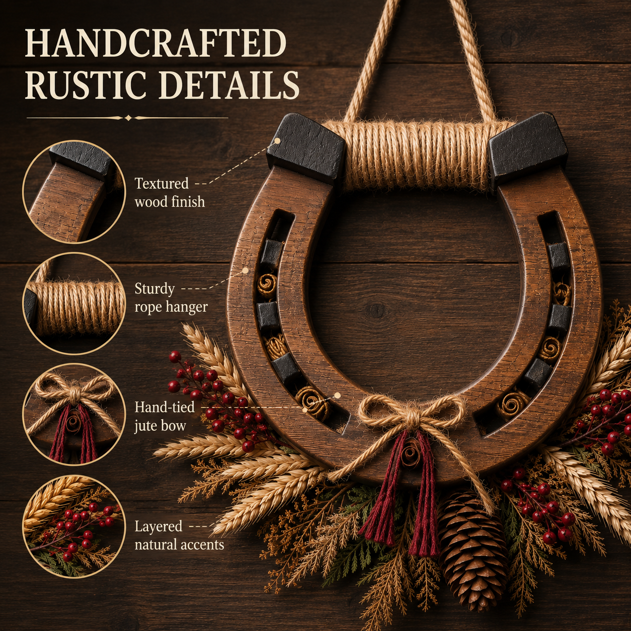 Horseshoe wreath detail