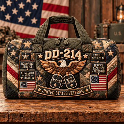 us100% Handmade DD-214 Veteran Honor Quilted Duffel Bag(𝐌𝐢𝐜𝐡𝐚𝐞𝐥 𝐇𝐚𝐫𝐫𝐢𝐬 𝐇𝐚𝐧𝐝𝐦𝐚𝐝𝐞®)