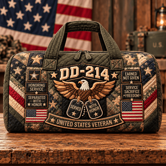 us100% Handmade DD-214 Veteran Honor Quilted Duffel Bag(𝐌𝐢𝐜𝐡𝐚𝐞𝐥 𝐇𝐚𝐫𝐫𝐢𝐬 𝐇𝐚𝐧𝐝𝐦𝐚𝐝𝐞®)