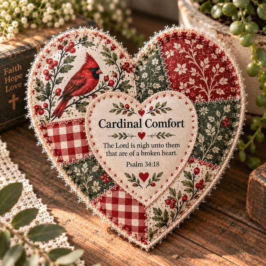 ❤️Patchwork Heart of Faith – Inspirational Scripture Keepsake