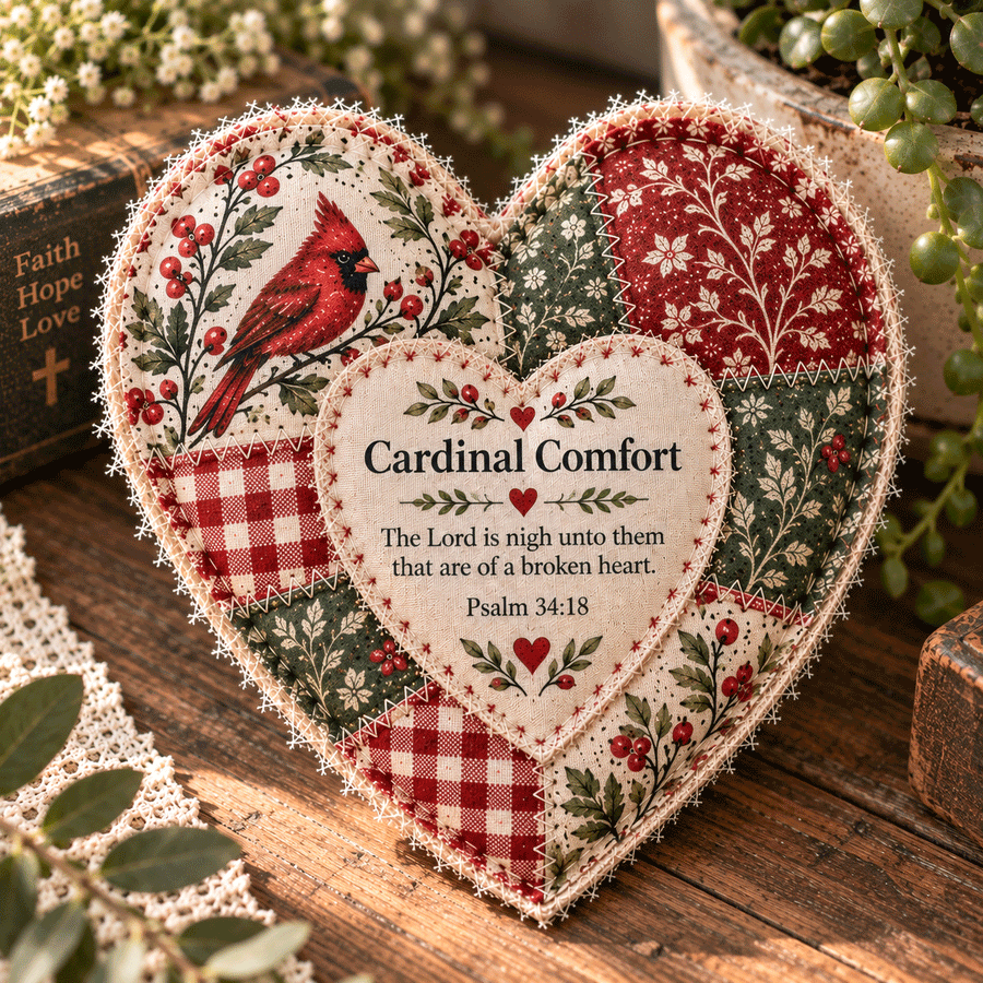 Cardinal Comfort Patchwork Heart