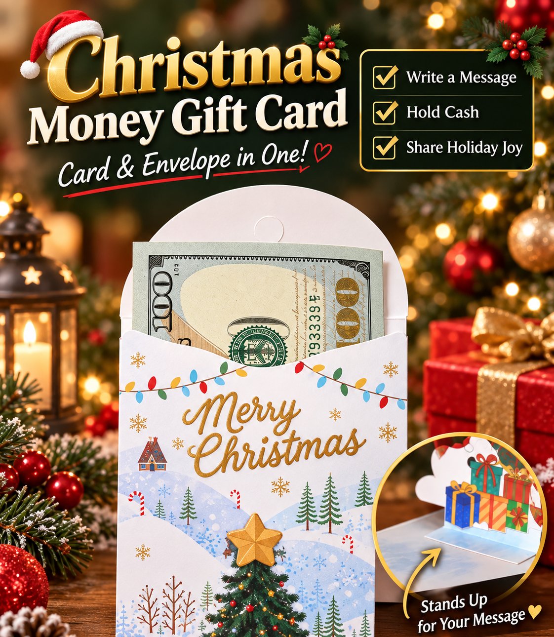 🎁3D Christmas Money Gift Card