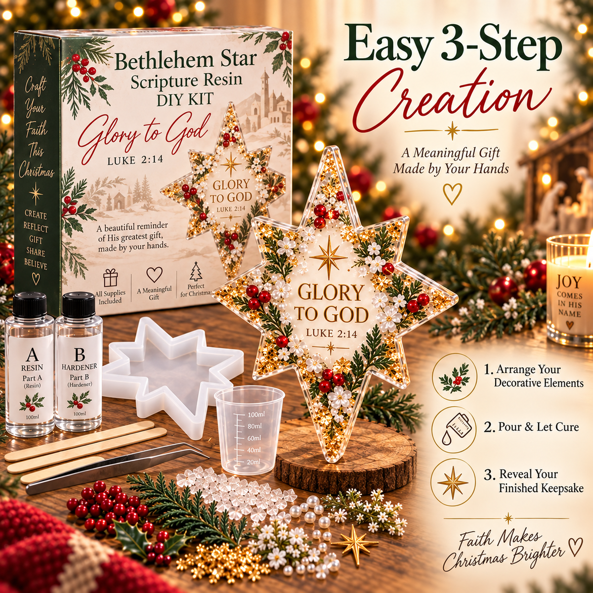 ✝️Bethlehem Star Scripture DIY Kit -💕Tools & Step-by-Step Guide Included