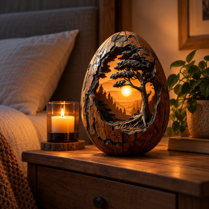 🔥100% Hand-Carved-✨Egg Wood Sculpture