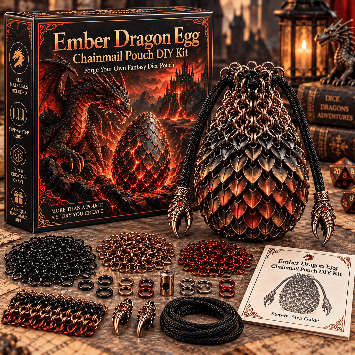Ember Dragon Egg Chainmail Pouch DIY Kit