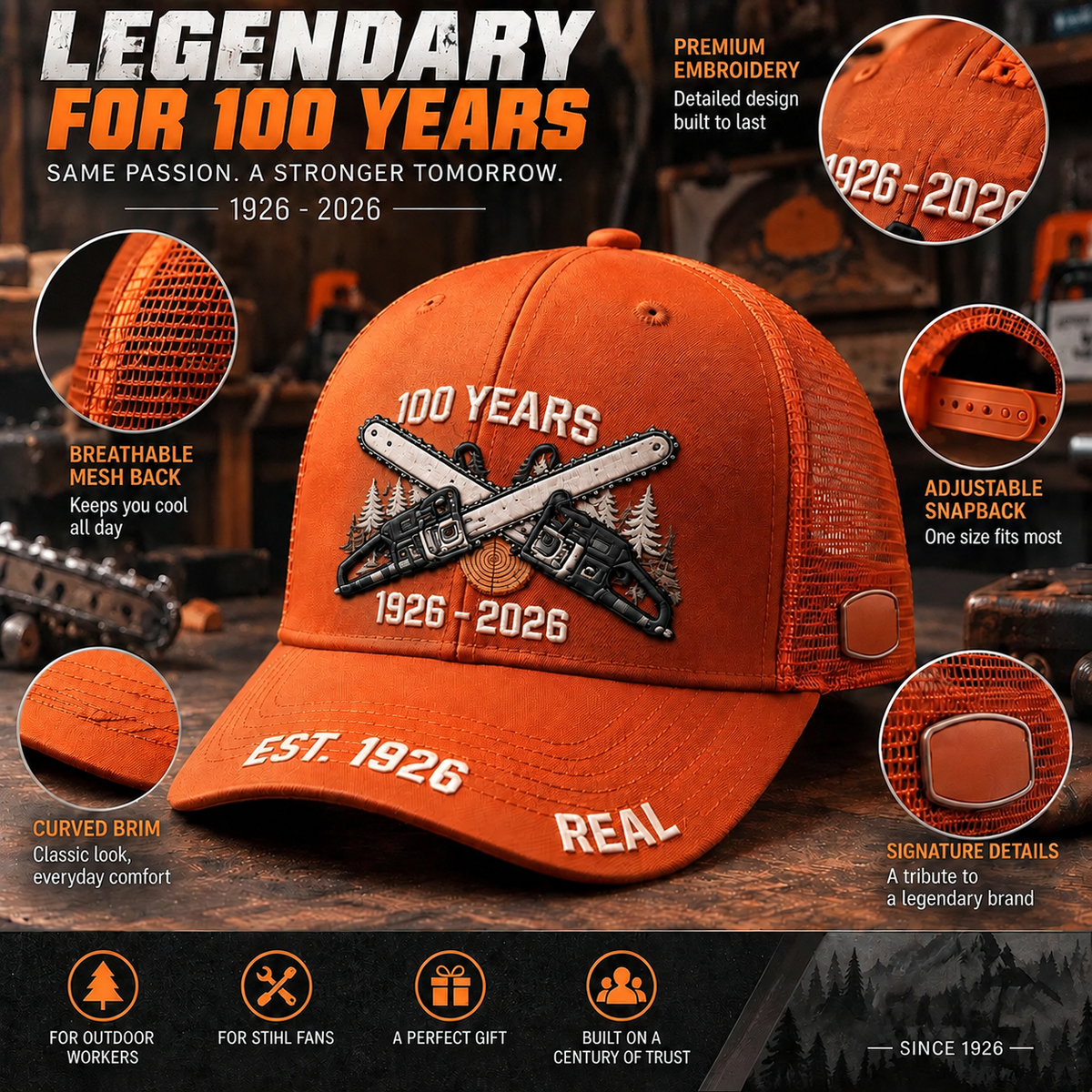 us100% Handmade in USA-🔥100th Anniversary Commemorative Trucker Cap