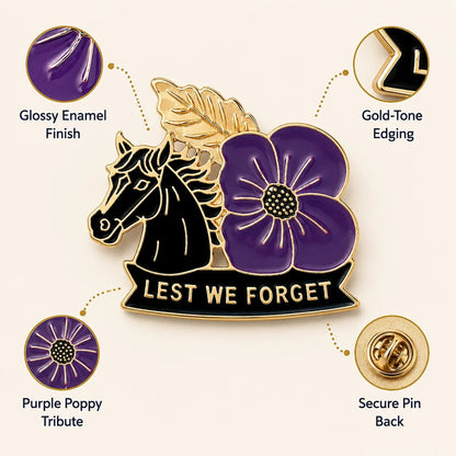 🎁 2027 Fellime®Limited Edition War Horse Purple Poppy 111th Anniversary Remembrance Brooch