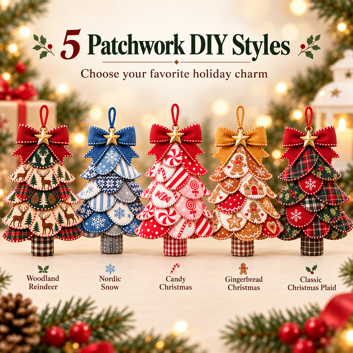 2027 Nestmiro® Patchwork Christmas Tree DIY Kit – 5 Festive Holiday Designs