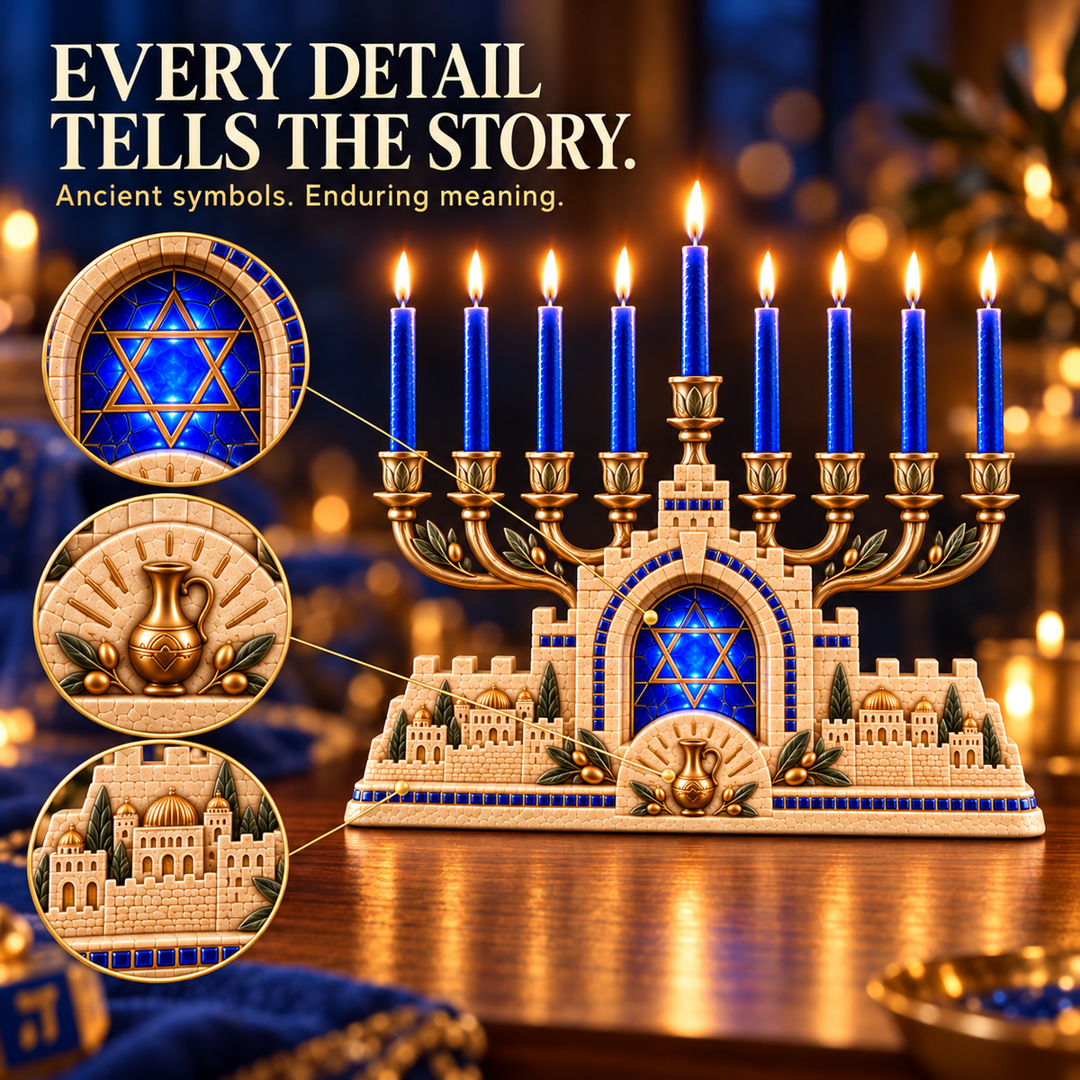 🕎Jerusalem Light Hanukkah Menorah