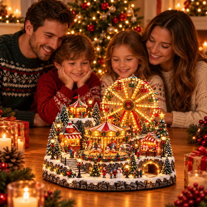 🔥 LAST DAY 49% OFF 🔥 Lighted Animated Christmas Village with Train, Reindeer Sleigh & Waterfall ✨
