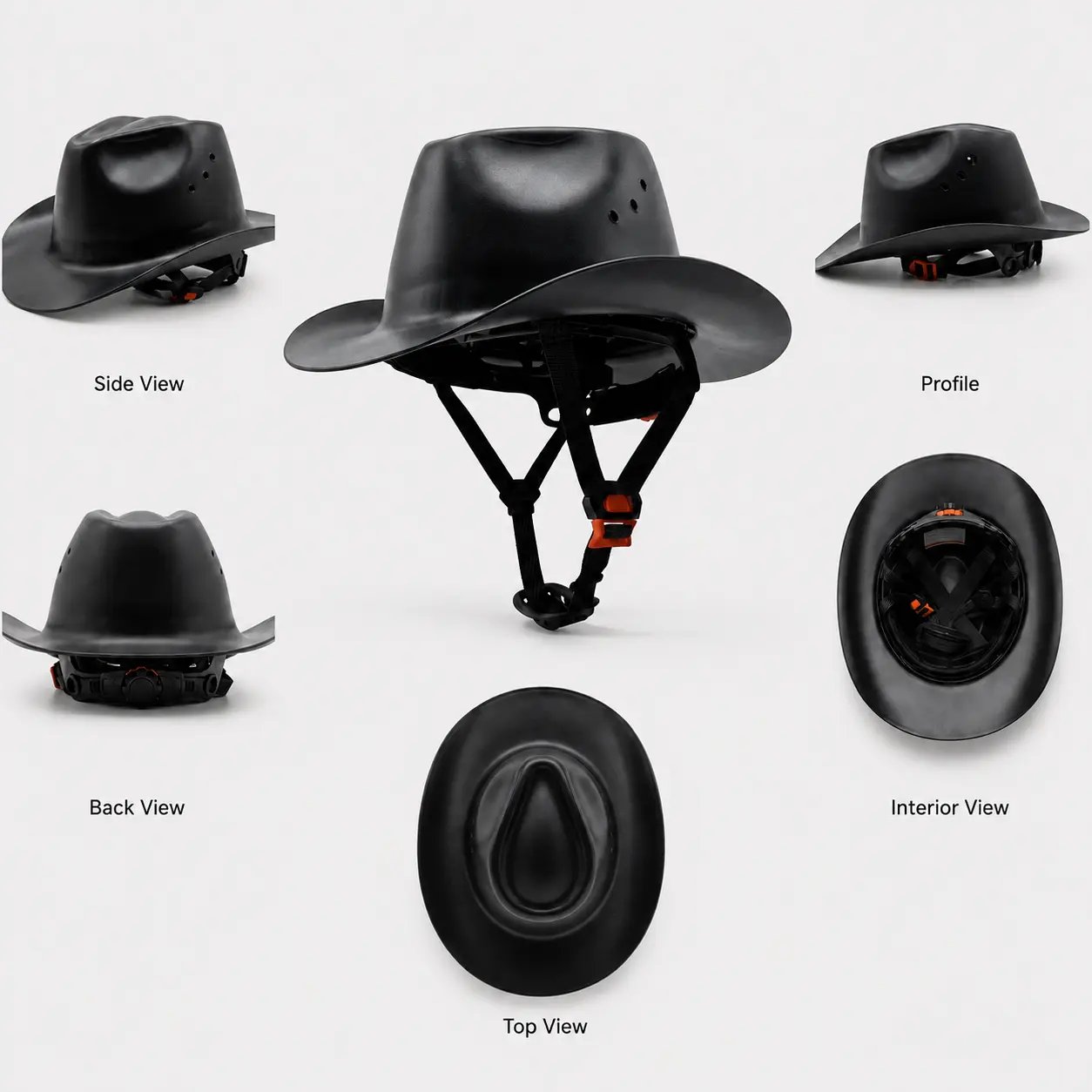🤠Cowboy-Style Hard Hat – Wide Brim Safety Helmet with Chin Strap🛡️