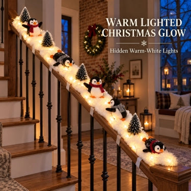 Penguin Christmas Stair Snow Decor