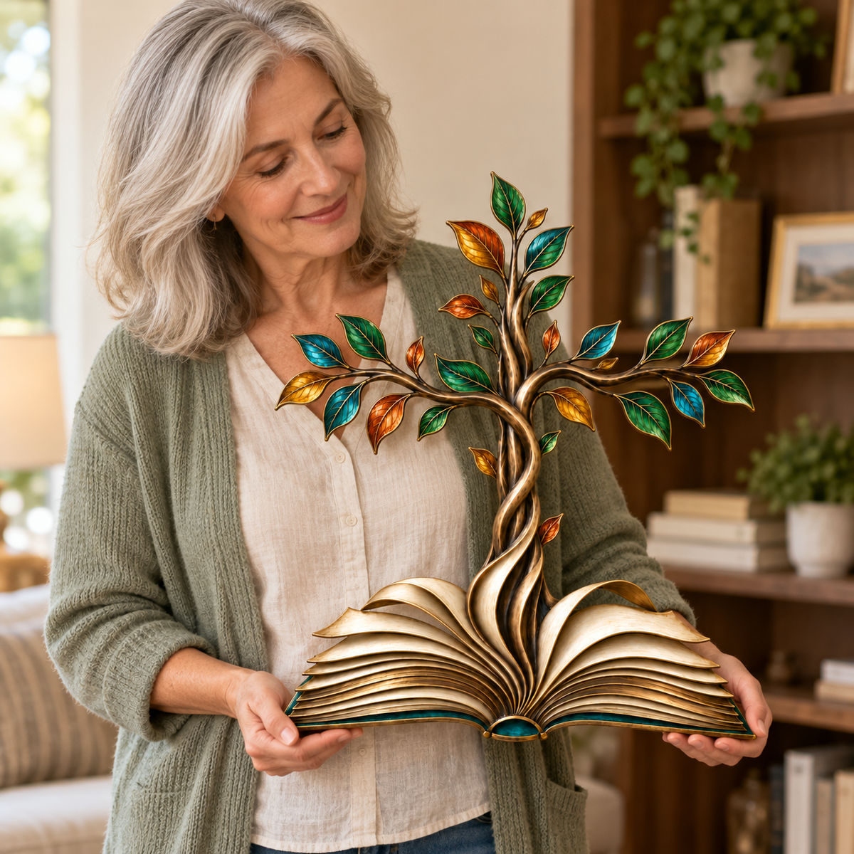 ✝️📖Rooted in Grace – Book & Cross Tree Metal Wall Art
