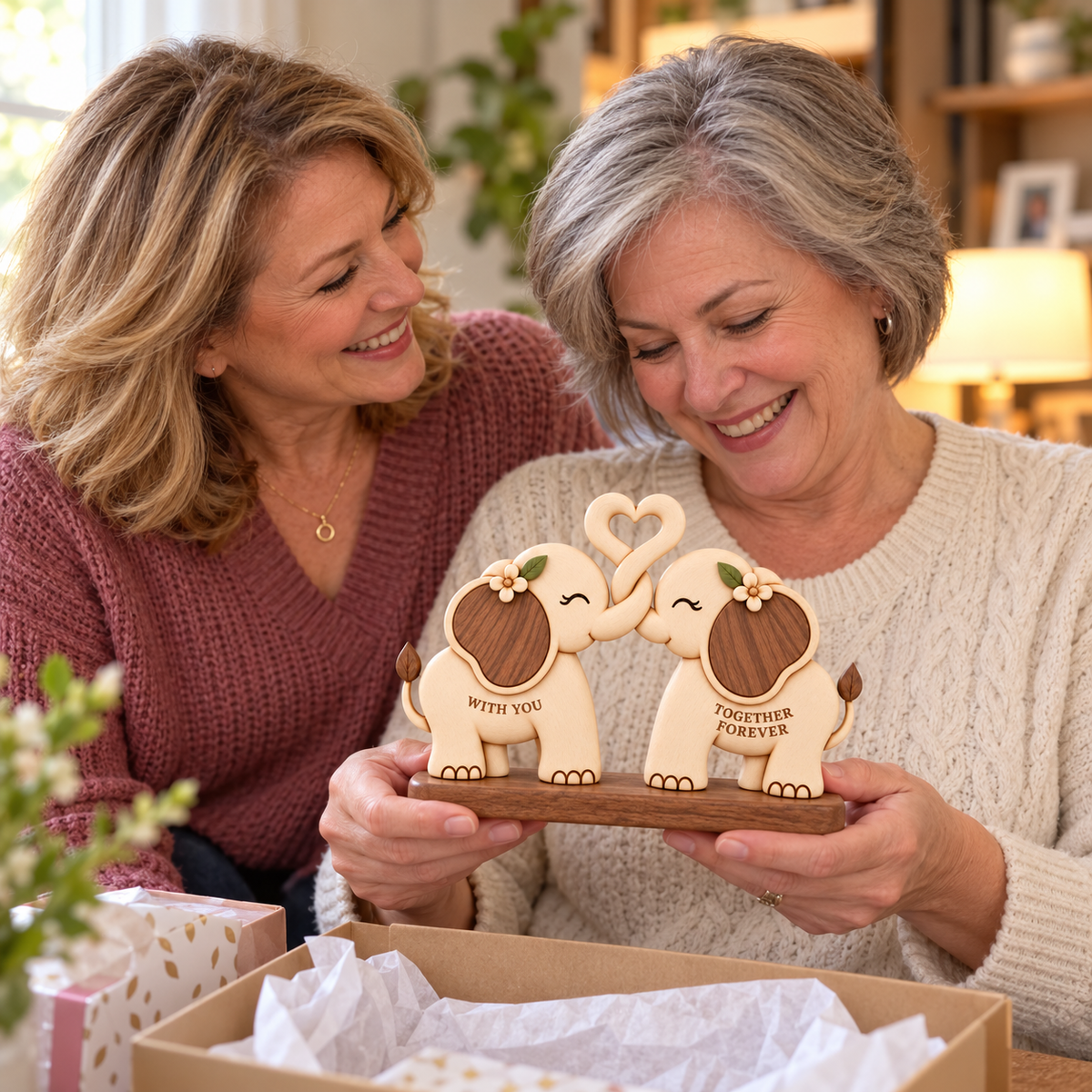 🐘💝Together Forever Wooden Elephant Keepsake – A Meaningful Gift for Someone Special
