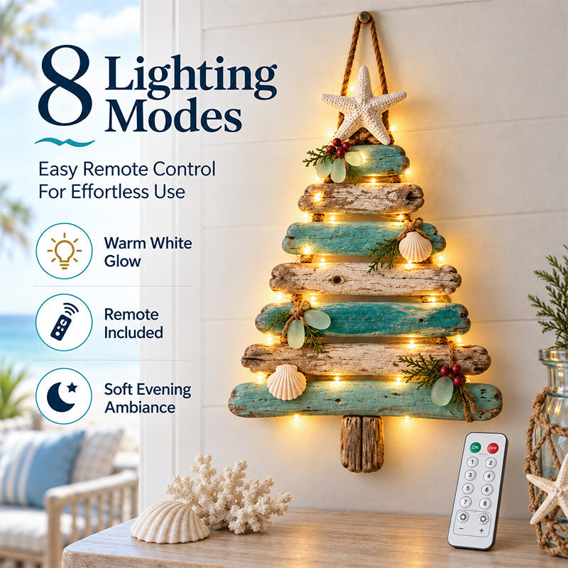 🔥😍Coastal Holiday Tree – Glowing Beach House Wall Decor🌊🎄