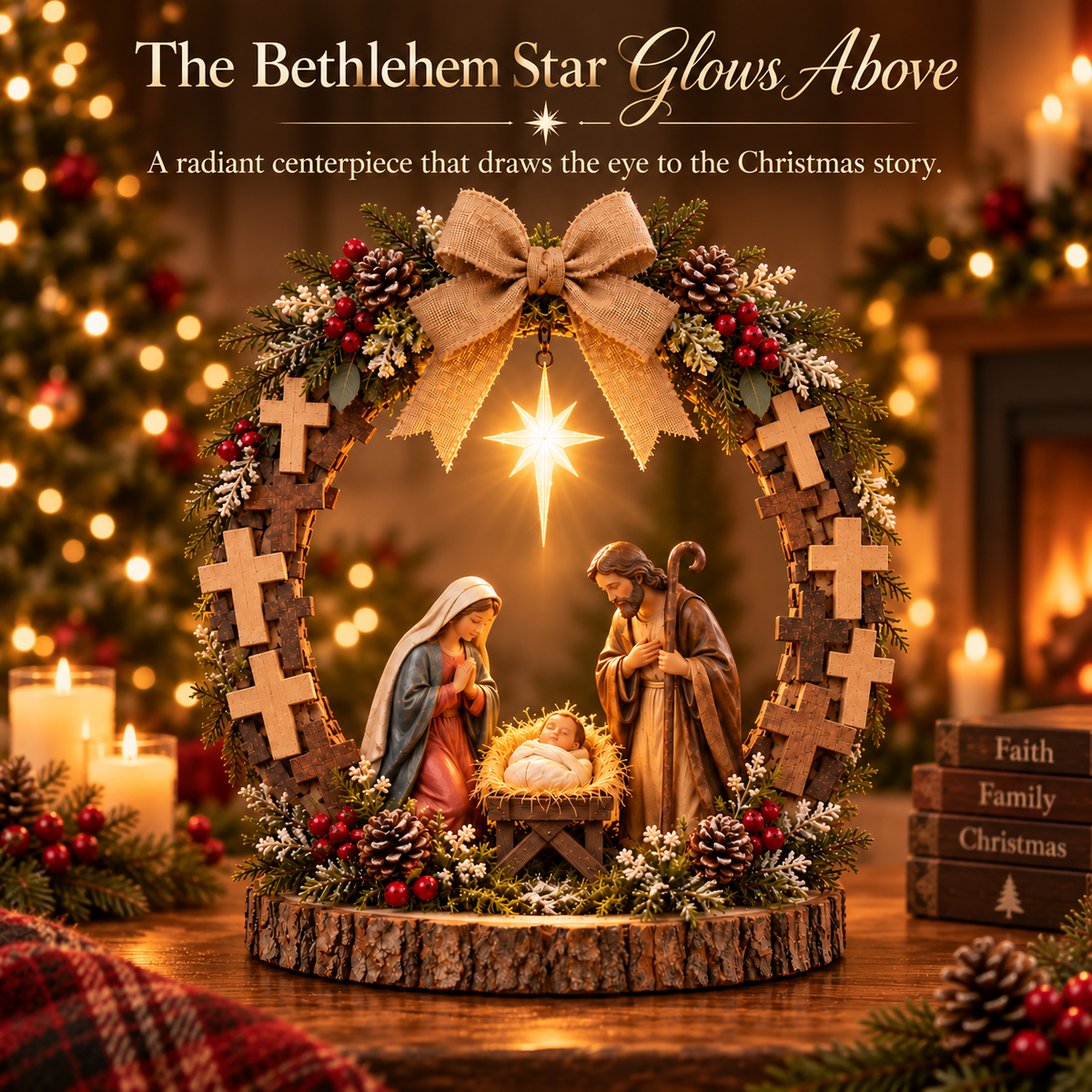 🔥✝️Bethlehem’s Guiding Star | Lighted Nativity Tabletop Decor