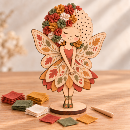🧚✨DIY Flower Fairy Wooden Craft Kit – Create Your Own Fabric Flower Fairy