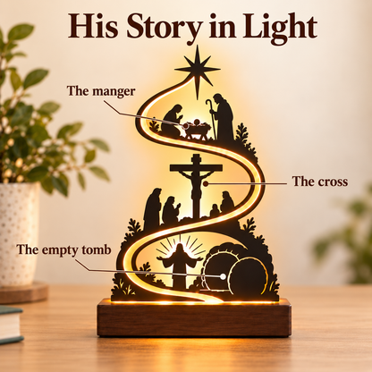 ✝️🔥His Story in Light – USB Nativity to Resurrection Silhouette Lamp