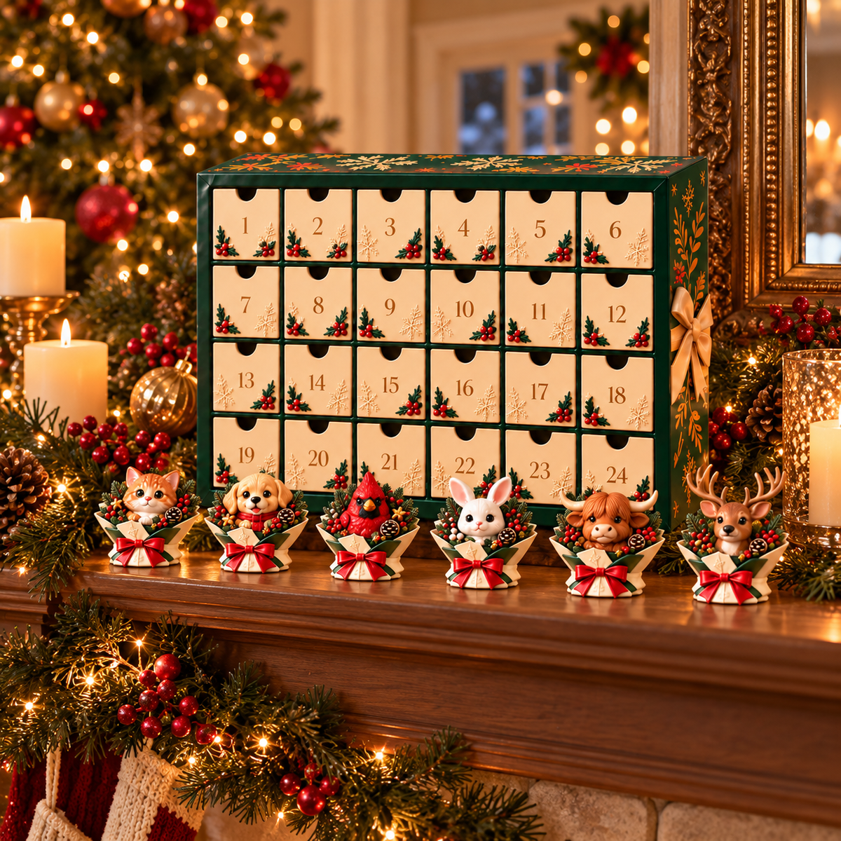 🎄 24 Days of Christmas Critters – Mini Animal Bouquet Advent Calendar