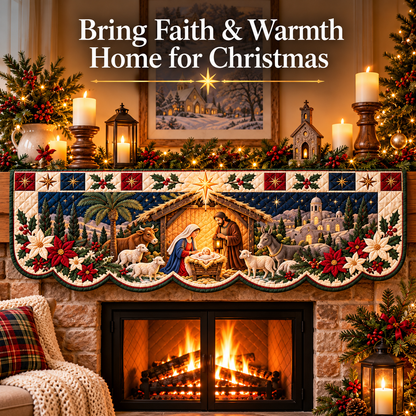 ✨✝️Christmas Blessings – Quilted Mantel Scarf Collection