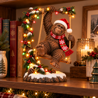 🎄👣 Merry Forest Mischief – Lighted Christmas Sasquatch Figurine ✨