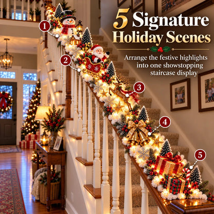 🔥😍Festive Sleigh Stairway Accent – Lighted Holiday Banister Decor🎅