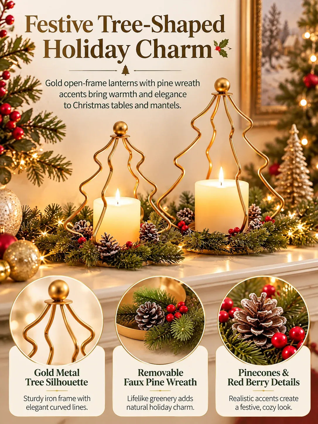 ✨Golden Glow Christmas Tree Candle Lanterns
