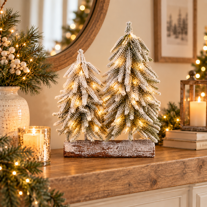 Lighted Snowy Woodland Tabletop Christmas Tree Forest
