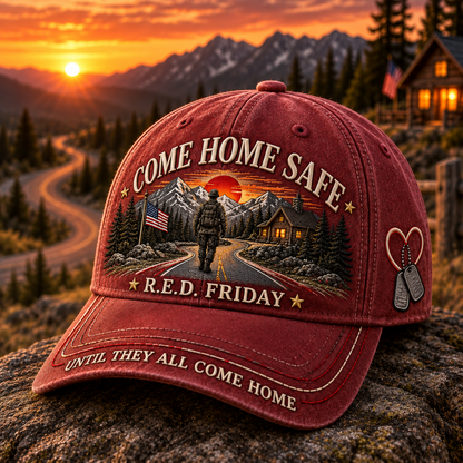 🧢100% Cotton RED Friday Come Home Safe Baseball Cap-❤Ultra-Breathable & Lightweight Comfort & Unisex