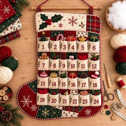 🎄DIY Christmas Advent Calendar – 24-Pocket Wall Hanging | 5 Designs