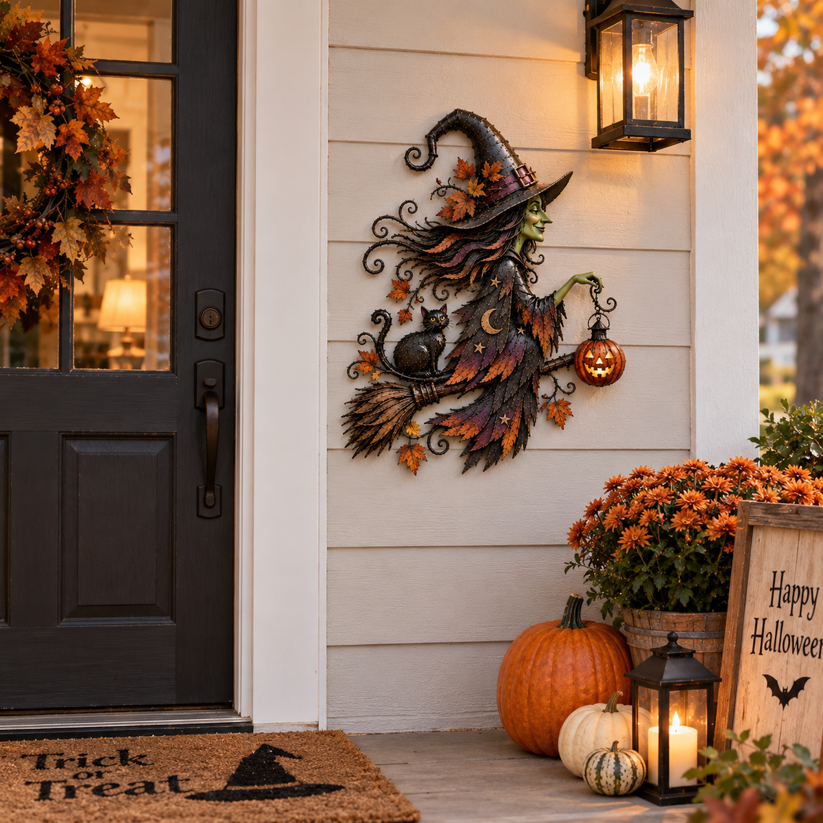 ✨Whimsical Halloween Wall Decor Collection – Owl, Witch, Black Cat & Raven