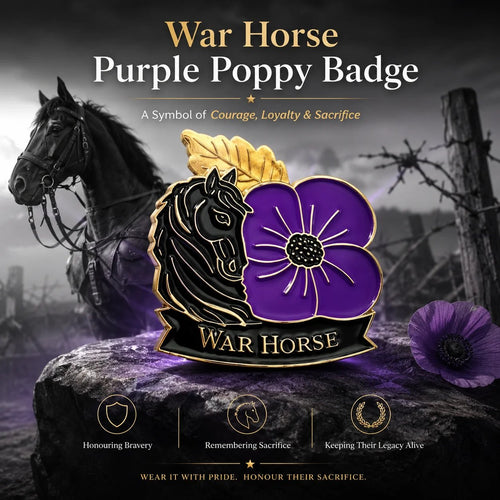 🎁 2027 Fellime®Limited Edition War Horse Purple Poppy 111th Anniversary Remembrance Brooch