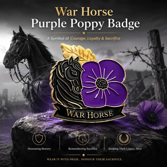🎁 2027 Fellime®Limited Edition War Horse Purple Poppy 111th Anniversary Remembrance Brooch