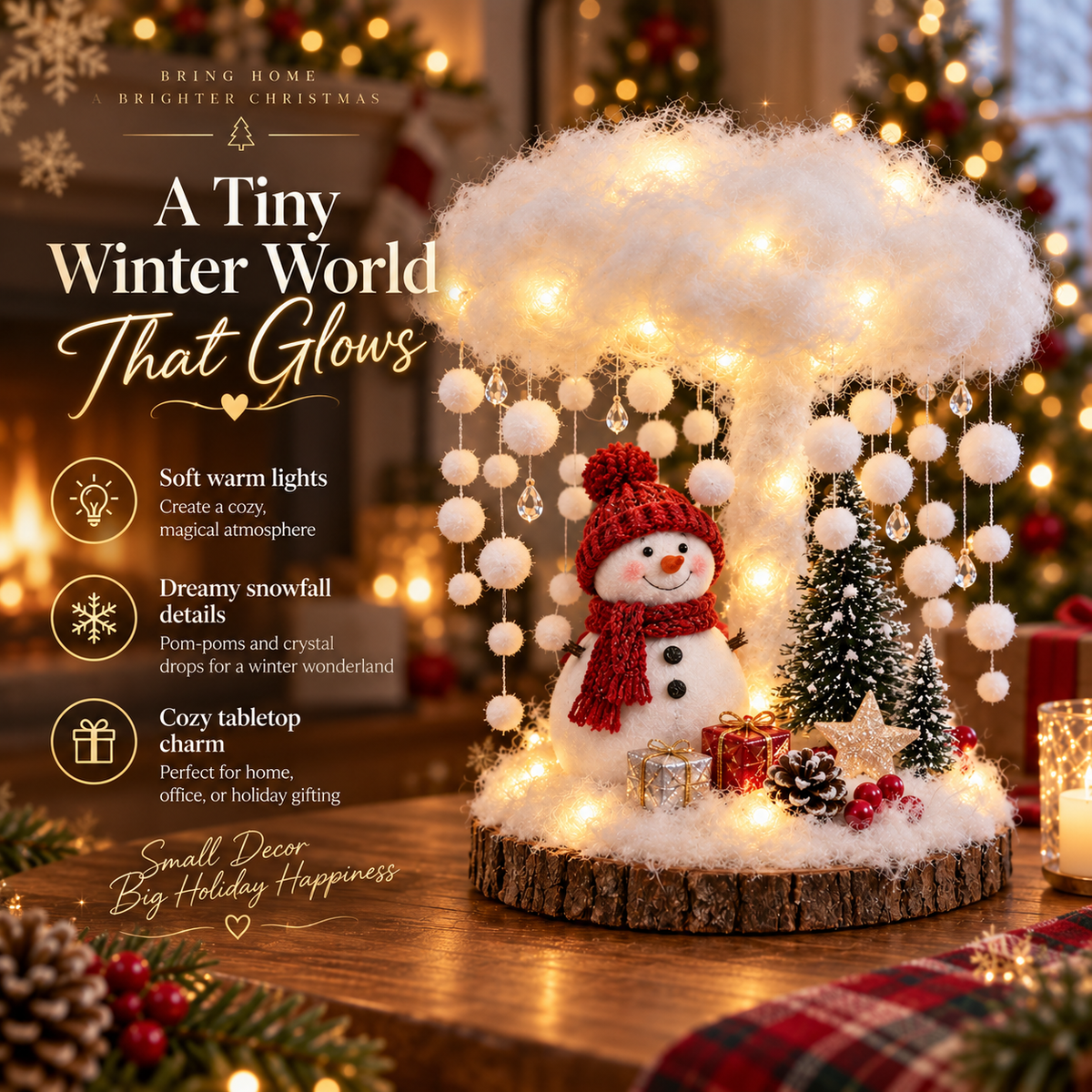 Glowing Winter Cloud Christmas Tabletop Decor
